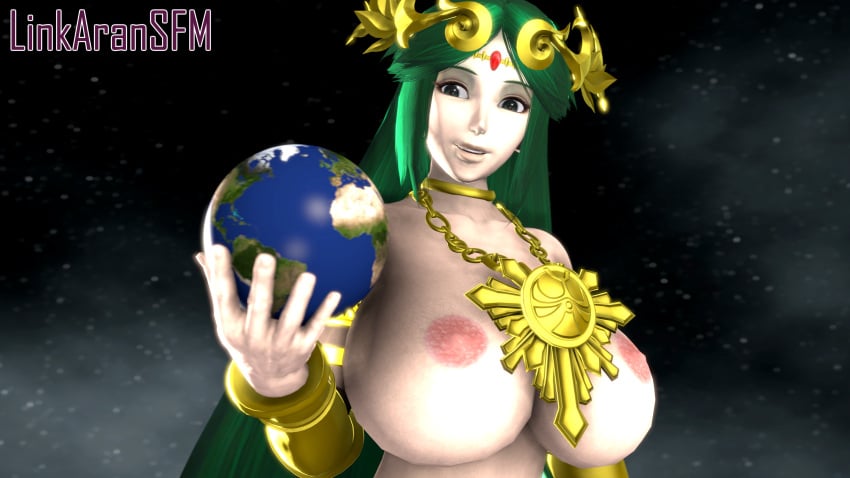 1girls 3d big_breasts bracelets breasts crown earth female female_focus female_only giant_breasts giantess goddess green_eyes green_hair huge_breasts kid_icarus kid_icarus_uprising light_skin linkaransfm lips long_hair mostly_nude naked necklace nintendo nipples nude open_mouth palutena pendant planet self_upload smile solo solo_female solo_focus source_filmmaker space