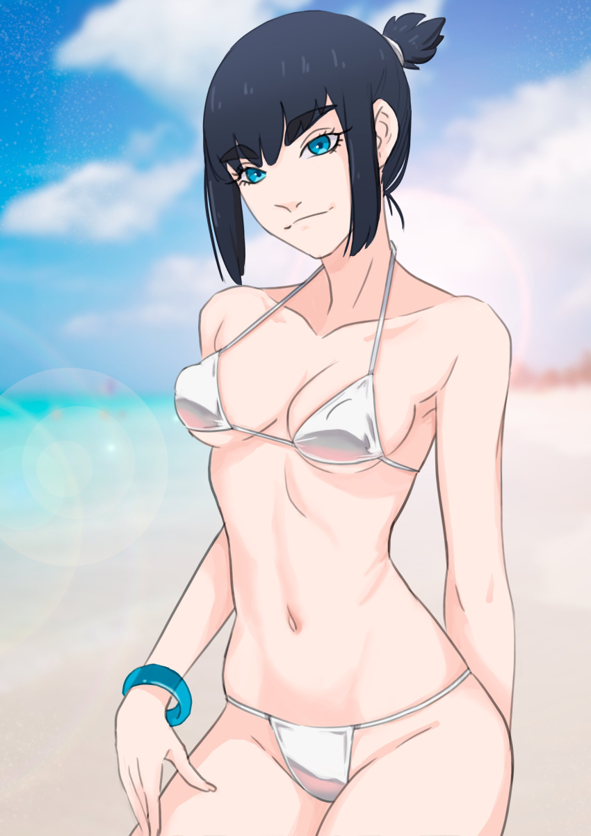 1girls beach bikini blue_eyes kill_la_kill kiryuuin_satsuki looking_at_viewer short_hair tagme urustamu