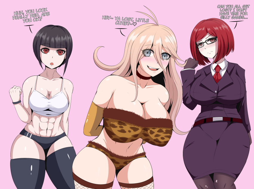 abs age_difference aged_up alternate_breast_size alternate_personality celestia_ludenberg danganronpa danganronpa:_trigger_happy_havoc danganronpa_v3 female_only glasses hypnosis iruma_miu karen leopard_print milf mind_control naver office_lady pencil_skirt sports_bra straight_hair yumeno_himiko