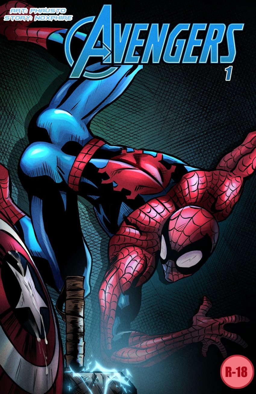 1boy ass captain_america's_shield human human_only male male_focus male_only marvel mjolnir muscular phausto smooth_skin spider-man spider-man_(series) ultimate_spider-man_(comic)