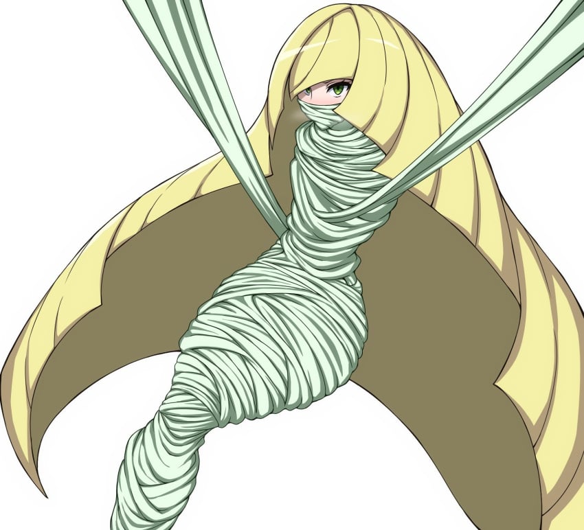 1girls blonde_hair bondage bound cocoon cocooned gag gagged green_eyes hi_res long_hair looking_at_viewer lusamine_(pokemon) mummification nintendo okra_sticky pokemon pokemon_sm restrained solo spider_web tied tied_up web_bondage web_gag