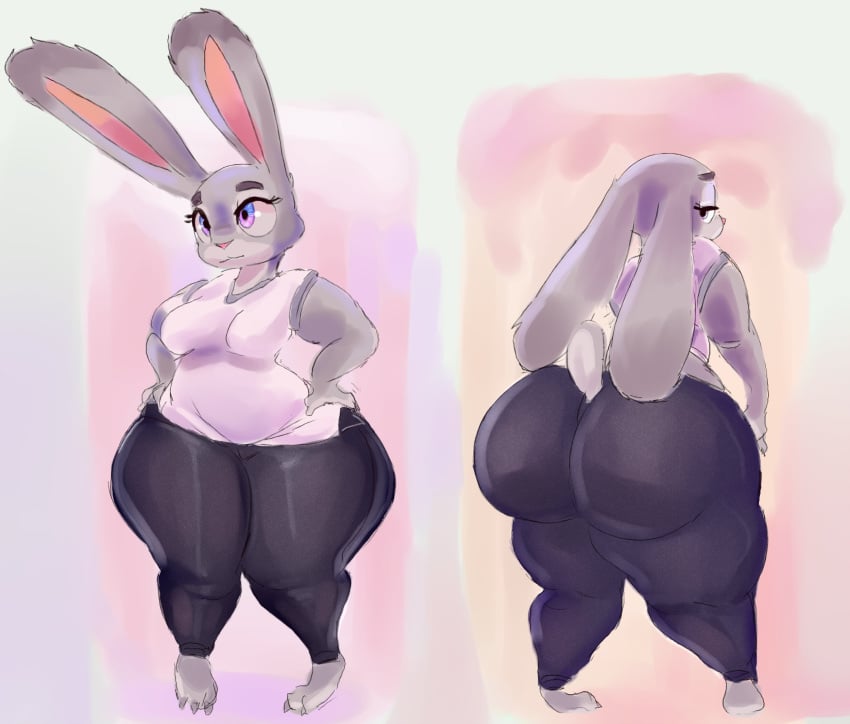 1girls anthro ass ass_focus back back_view big_ass black_pants bottomwear breasts bubble_ass bubble_butt bunny_ears bunny_girl bunny_tail clothing curvaceous curvy disney fat_ass female female_only full_body furry hands_on_hips hips huge_ass judy_hopps kiseff large_ass legs medium_breasts pants purple_eyes shirt shortstack small_breasts solo solo_female thick_thighs topwear white_shirt wide_hips zootopia