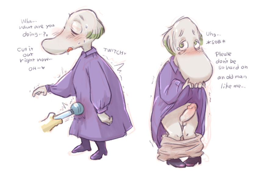 4pcsset blush embarrassed hemulen hitachi_magic_wand male_only mr._hemulen older_male penis the_moomins