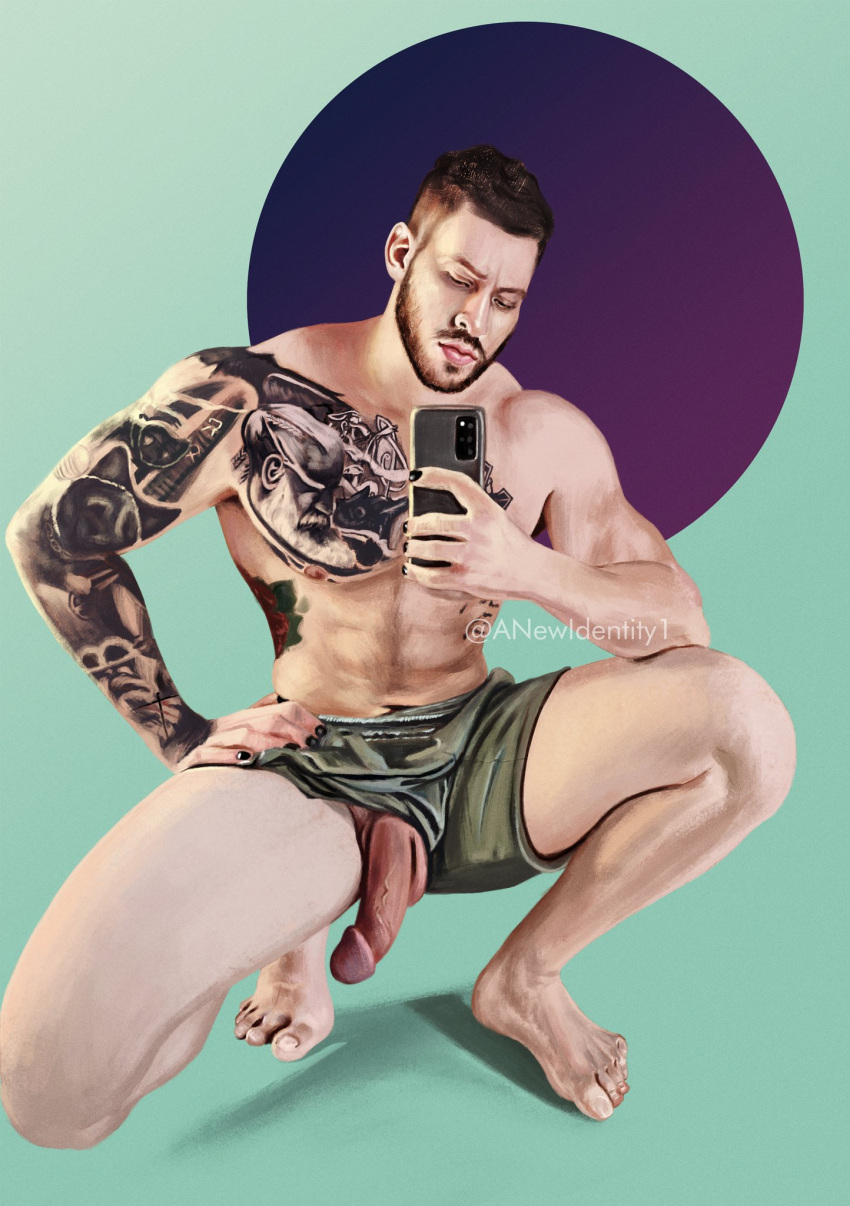 a_new_identity alejandro_belmont boner erect_penis erection feet hard_on latino male male_only muscles muscular muscular_male onlyfans_model painted_nails penis_peek real_person selfie spread_legs tattoos veiny_penis