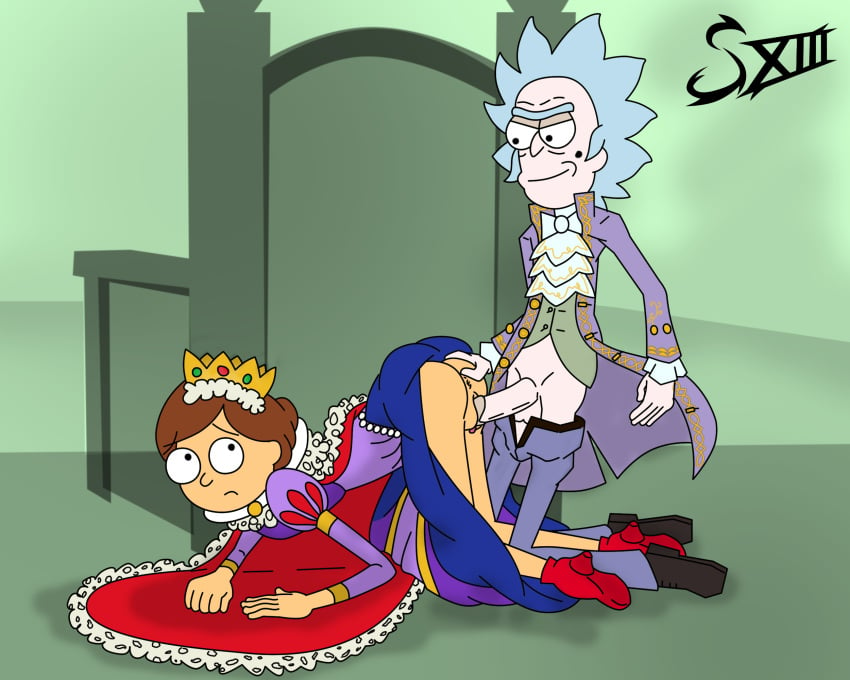 1boy 1girls dandy_rick doggy_style female male morty_smith pocket_mortys queen queen_morty rick_and_morty rick_sanchez