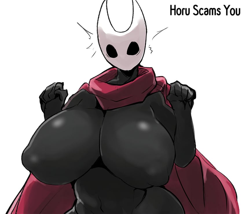 1girls anthro arthropod big_breasts black_body black_eyes breasts breasts_out bulge cape cloak clothed clothed_female clothing empty_eyes exposed_breasts featureless_breasts female female_focus female_only hollow_knight hornet_(hollow_knight) horu huge_breasts humanoid navel nipple_bulge no_nipples non-nude outerwear partially_clothed simple_background solo standing team_cherry video_games voluptuous voluptuous_female white_background