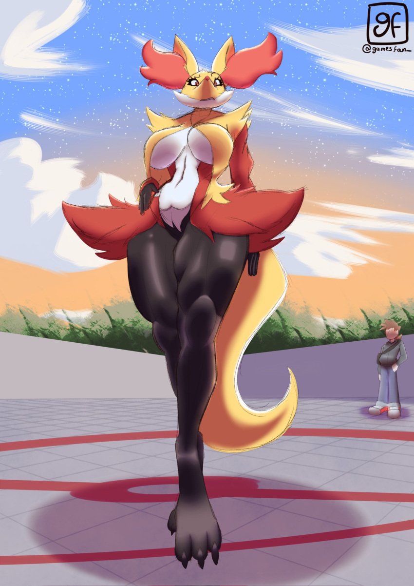 big_breasts breasts delphox female furry gamesfan pokémon_(species) pokemon tagme thick_thighs