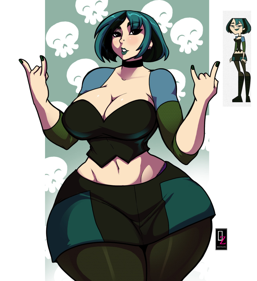 1girls black_fingernails goth gwen_(tdi) huge_breasts navel osmar-shotgun thick_thighs total_drama_island wide_hips