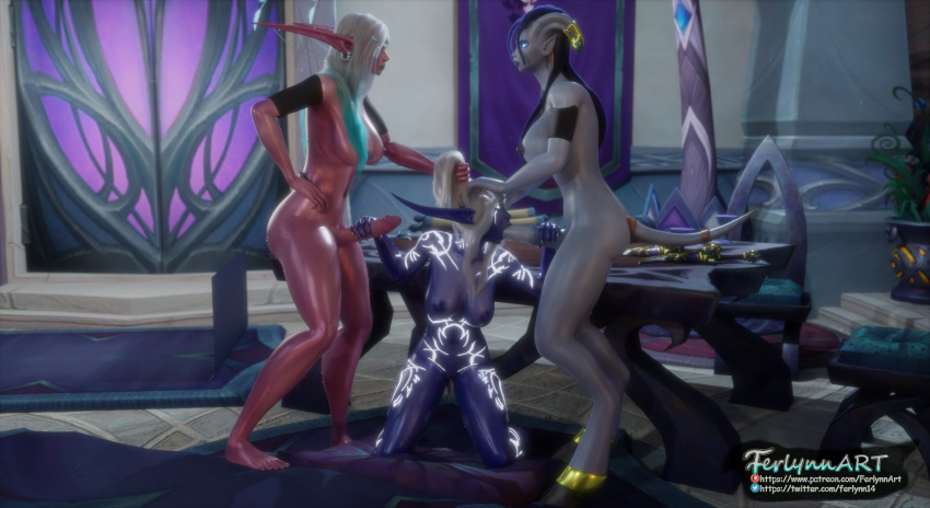 3d alliance_dominance athletic_female athletic_futanari blowjob double_handjob draenei elf female ferlynn futa_on_female futanari handjob horsecock ishari night_elf night_elf_futa nightborne suramar valryna_trisbanise world_of_warcraft