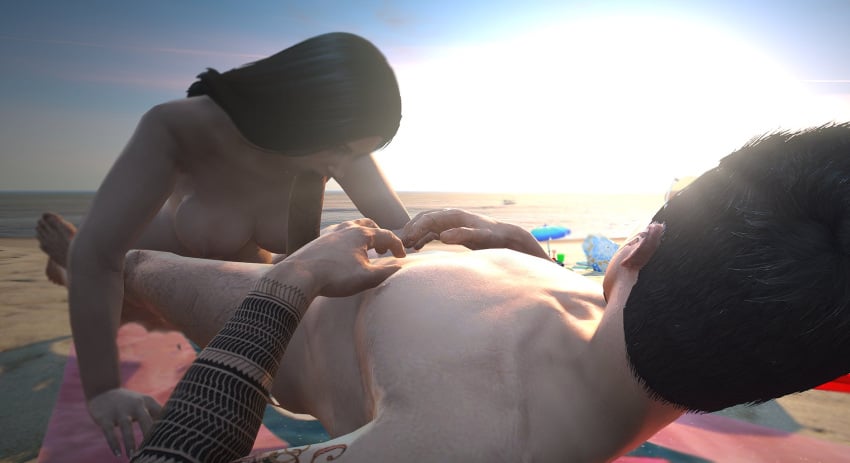 1boy 1girls beach black_hair fellatio gh0nr grand_theft_auto grand_theft_auto_online grand_theft_auto_v kyle_pred nopixel ray_mond straight tagme tattoo