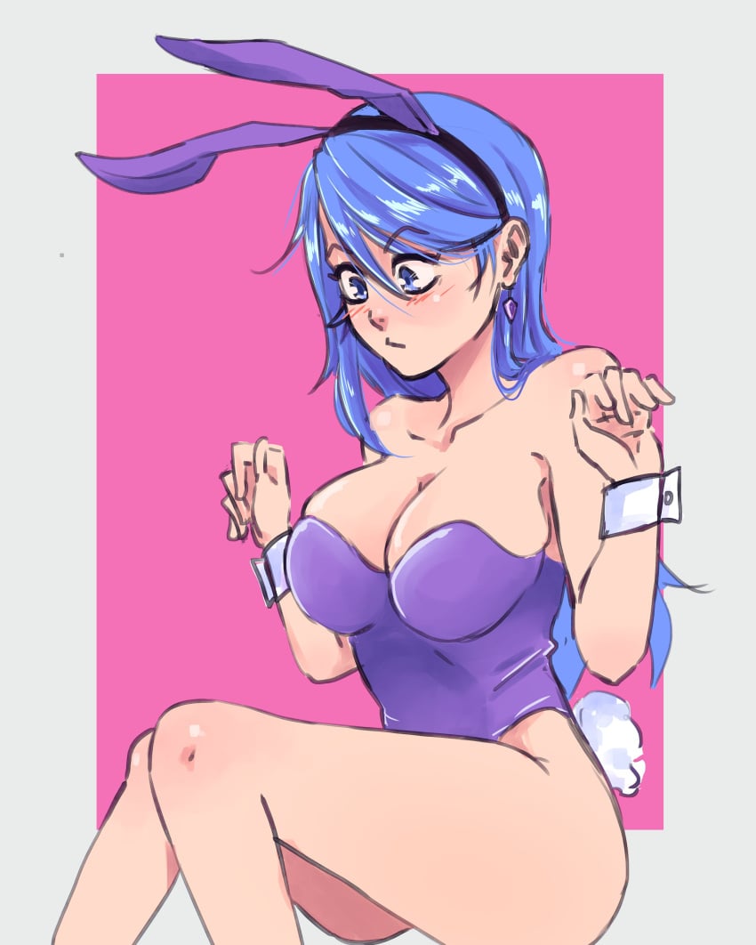 blue_eyes blue_hair breasts female female_only ladderdrawing marcy_(gingrjoke) solo tagme