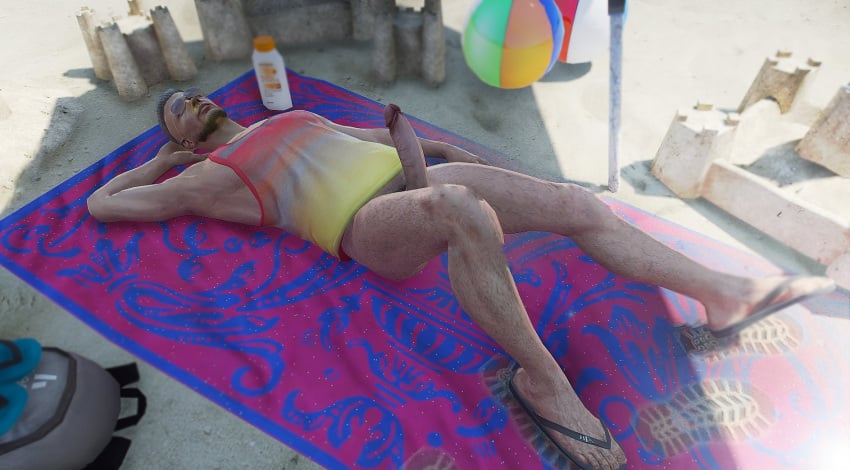 1boy beach bottomless gh0nr grand_theft_auto grand_theft_auto_online grand_theft_auto_v laid_back male_focus male_only nopixel penis tagme