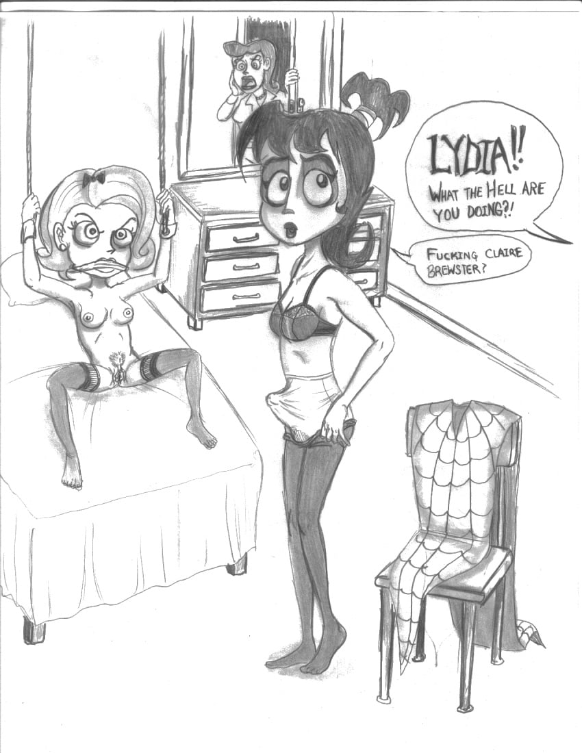 1futa 2girls artist_request beetlejuice bondage bra caught_in_the_act claire_brewster delia_deetz dress eyeliner eyeshadow femsub futadom futanari goth imminent_rape intersex lipstick lydia_deetz makeup mirror mother_and_daughter nipples penis_in_panties pussy rape tagme thighhighs tim_burton underwear