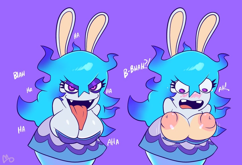 breasts_out bursting_breasts cleavage fangs ghost_girl huge_nipples long_tongue mario_(series) mario_+_rabbids mario_+_rabbids:_sparks_of_hope midnite_(mario_+_rabbids) monamania nintendo nipples no_humans puffy_nipples rabbid rabbit_ears rabbit_girl raving_rabbids tongue_on_breast tongue_out ubisoft