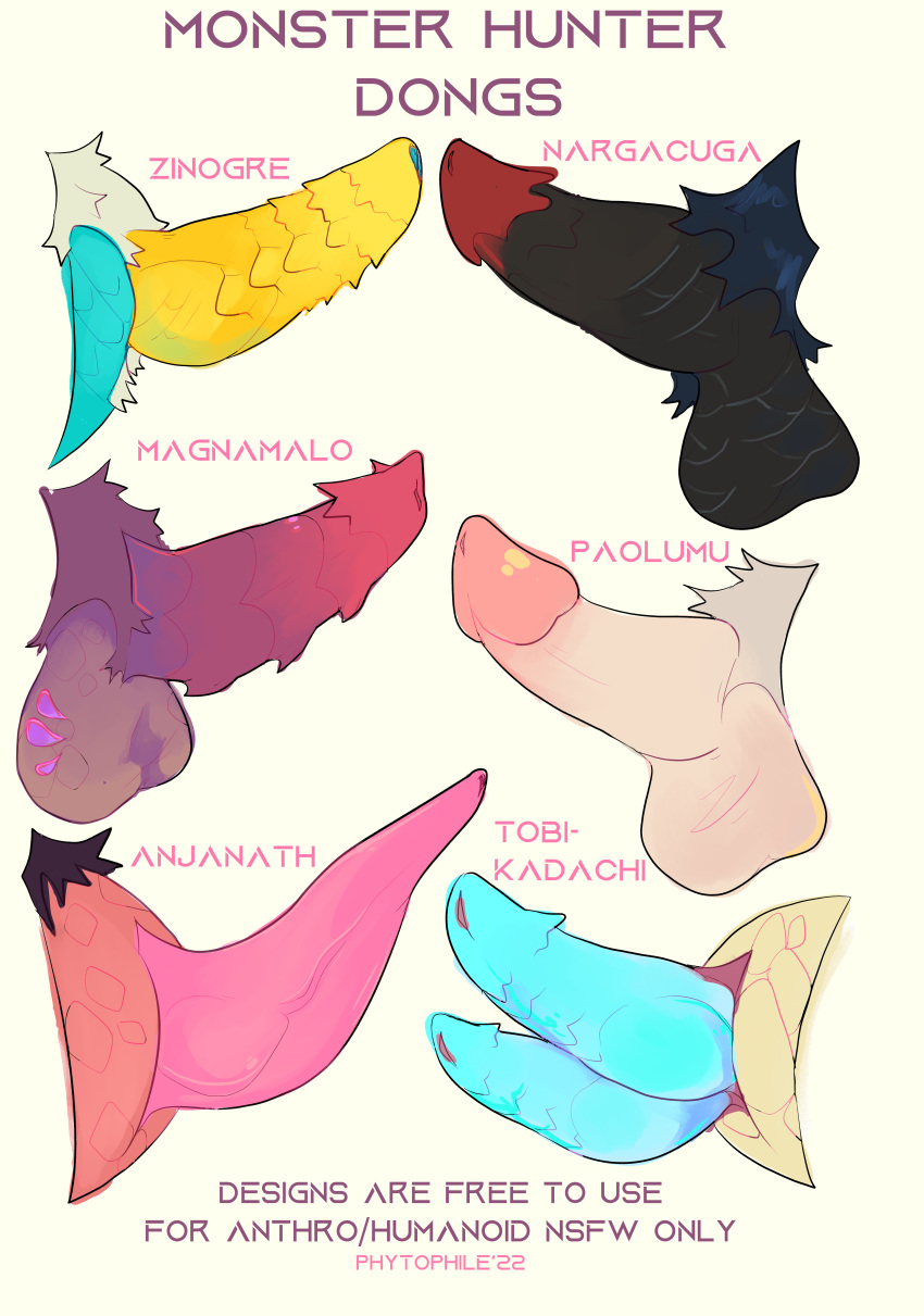 anjanath cock magnamalo male_only monster monster_hunter nargacuga paolumu penis_size_chart tobi-kadachi