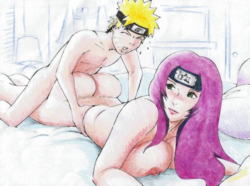 1boy age_difference ass bedroom bedroom_setting bedroom_sex big_breasts blonde_hair blush blushing cheating cheating_mother cheating_wife closed_eyes cuckold doggy_style female green_eyes happy_sex headband kdstudiosuk light_skinned_female long_hair male milf mother naked naruto natsuhi_(naruto) nipples nude older_female purple_hair sex sketch uzumaki_naruto vagina vaginal_insertion vaginal_penetration vaginal_sex waist_grab younger_male