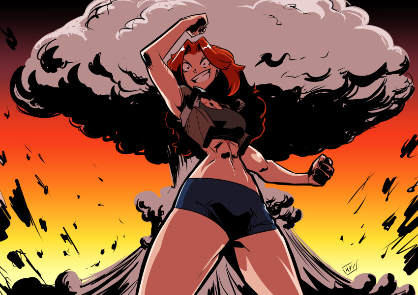 1girls abs apocalypse apocalyptic athletic athletic_female bike_shorts black_sports_bra bomb breasts crash_(quake) crazy crazy_eyes crazy_smile crop_top day_of_wrath day_of_wrath_(doom_fanfic) doom doom_(series) doom_eternal explosion explosive exposed_midriff fanfiction fit fit_female goes_hard grin gun gym_shorts half_naked handgun infinitypilot insane kukuruyo medium_breasts midriff midriff_baring_shirt muscular muscular_female mushroom_cloud nuclear_blast nuclear_bomb nuclear_explosion nuclear_weapon nuke pistol quake quake_3 quake_3_arena red_eyes red_hair redhead scar scar_on_chest shorts sinister skimpy skimpy_clothes smile smirk solo solo_female soulbreaker_(day_of_wrath) sports_bra weapon