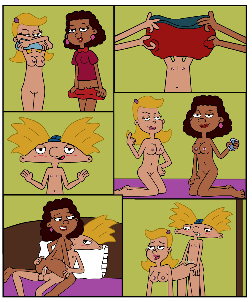 2girls arnold_shortman bent_over breasts connie hey_arnold! maria penetration pussy pussy_juice rear_view sex