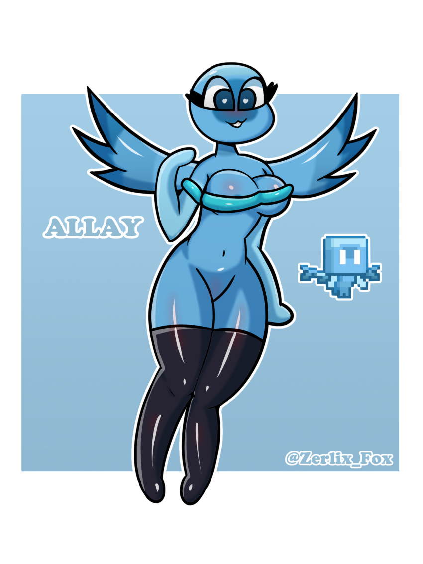 <3 <3_eyes 2022 2d_(artwork) 3:4 3_fingers :3 :3c allay_(minecraft) angel anthro arched_back athletic bedroom_eyes bent_arm biped blue_body border breasts butt curvy_figure cute_fangs digital_media_(artwork) digitigrade english_text eyelashes eyeliner female fingers footwear grin hand_on_butt hand_on_hip hanging_breasts hi_res latex love makeup mammal microsoft minecraft mob_vote mojang mostly_nude narrowed_eyes not_furry nude nude_female open_mouth open_smile seductive signature simple_background small_waist smile socks solo standing straight_legs teeth text thick_eyelashes thick_thighs thigh_highs thin_eyebrows toothy_grin two_tone_wings video_games wide_eyed wide_hips wings xbox_game_studios zerlix_fox