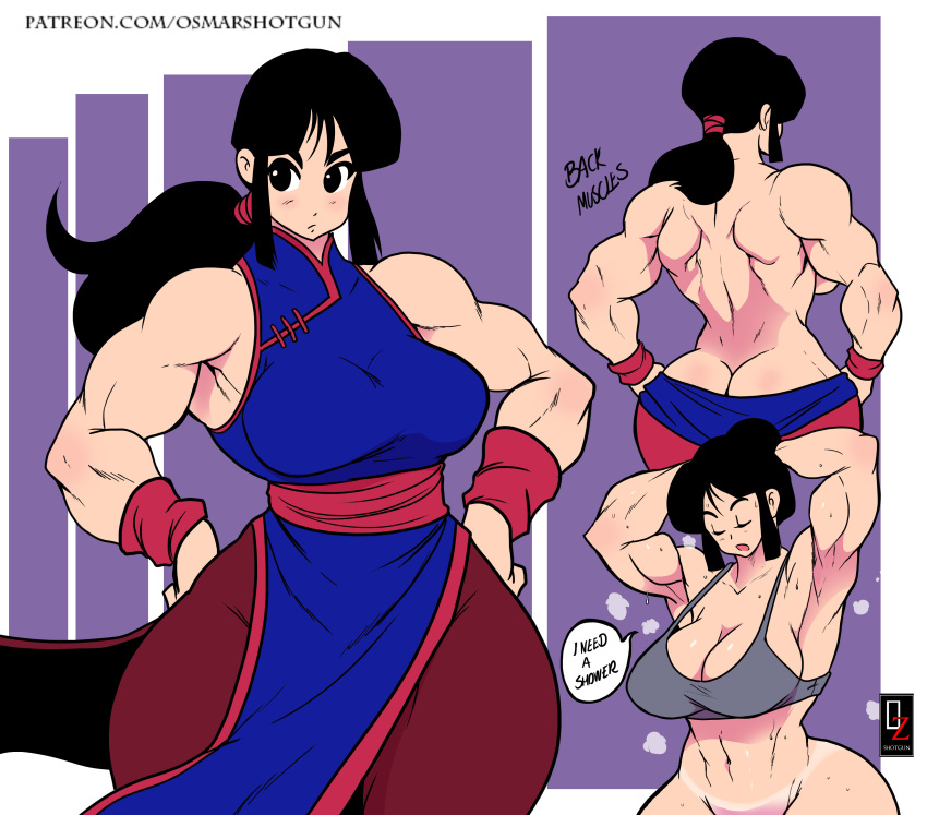 2022 abs armpits back_muscles biceps big_ass big_breasts black_eyes black_hair bottomless breasts chichi chinese_clothes dragon_ball dragon_ball_z hi_res high_resolution hourglass_figure mature_female milf mother muscular muscular_arms muscular_back muscular_female muscular_legs muscular_thighs osmar-shotgun pose posing shounen_jump six_pack sleeveless thick thick_thighs triceps voluptuous wide_hips