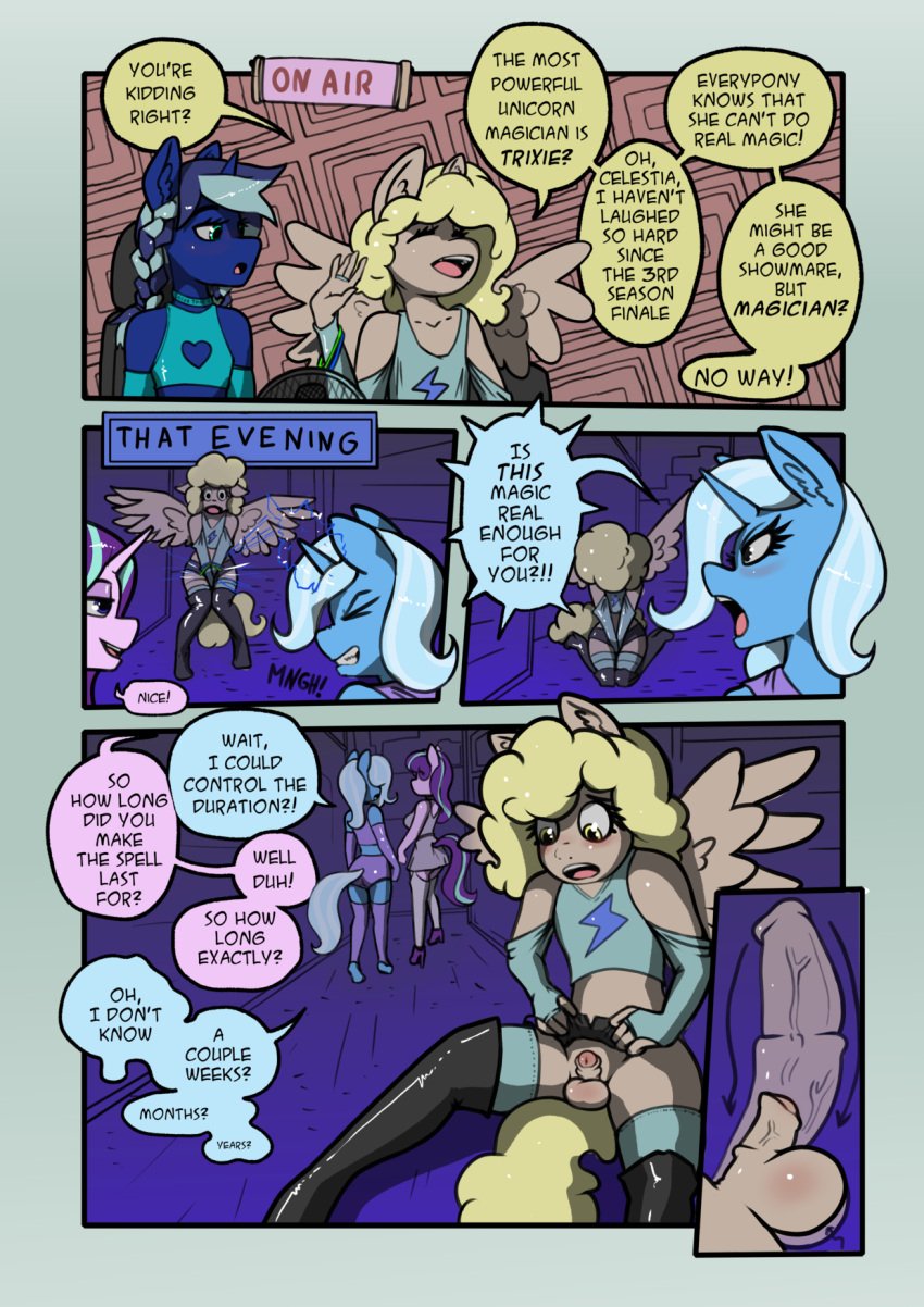 anthro clothed clothing comic crossdressing genitals hi_res husdur penis small_penis trixie