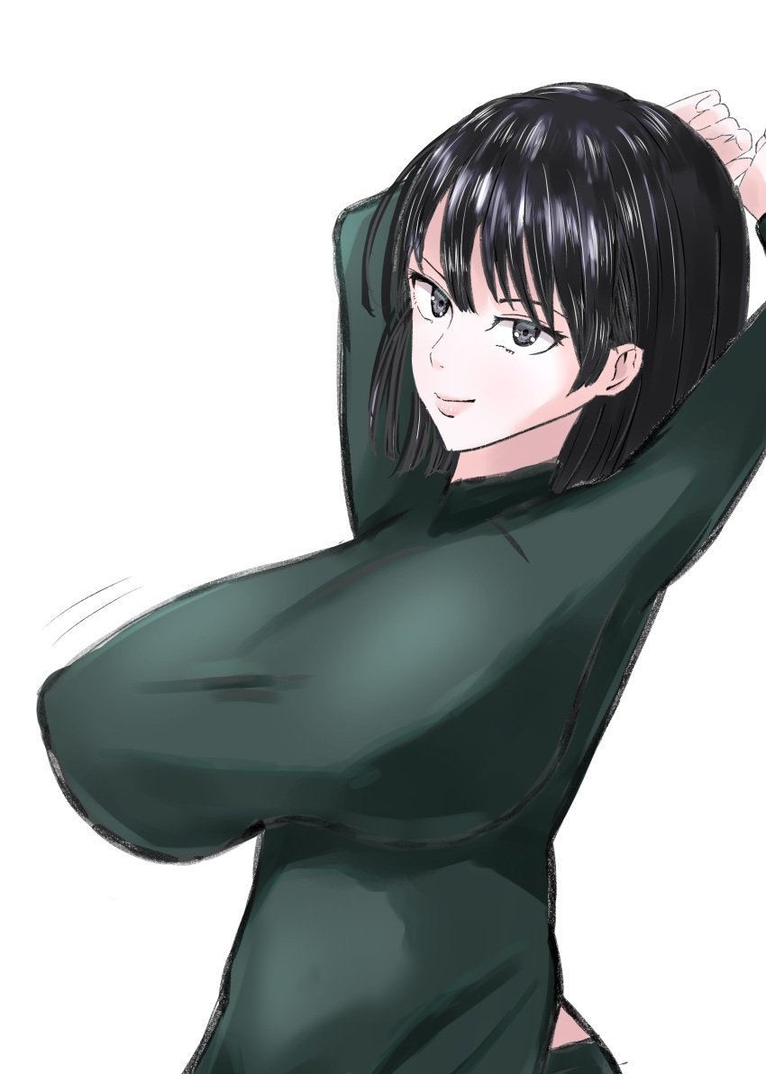 1girls absurdres arms_up ass belly belly_button big_breasts black_hair blush bob_cut breasts busty cameltoe clothed clothing covered_breasts covered_navel covered_nipples curvaceous curvy curvy_body curvy_female curvy_figure cute dress esper eye_contact eyelashes female female_focus female_only front_view fubuki_(one-punch_man) green_eyes happy heroine highres hips huge_breasts large_breasts light-skinned_female light_skin lips lipstick long_sleeves looking_at_viewer medium_hair midriff nails navel nipple_bulge one-punch_man oppai pose presenting psychic pussy_bulge seductive seductive_eyes seductive_look seductive_mouth seductive_smile short_hair slim slim_waist smiling smiling_at_viewer smirk solo solo_female solo_focus standing stomach thick thin_waist tight_clothing turtleneck turtleneck_dress vlrtr26ur7lw4rc voluptuous waist wet wet_body wet_skin white_background white_skin wide_hips