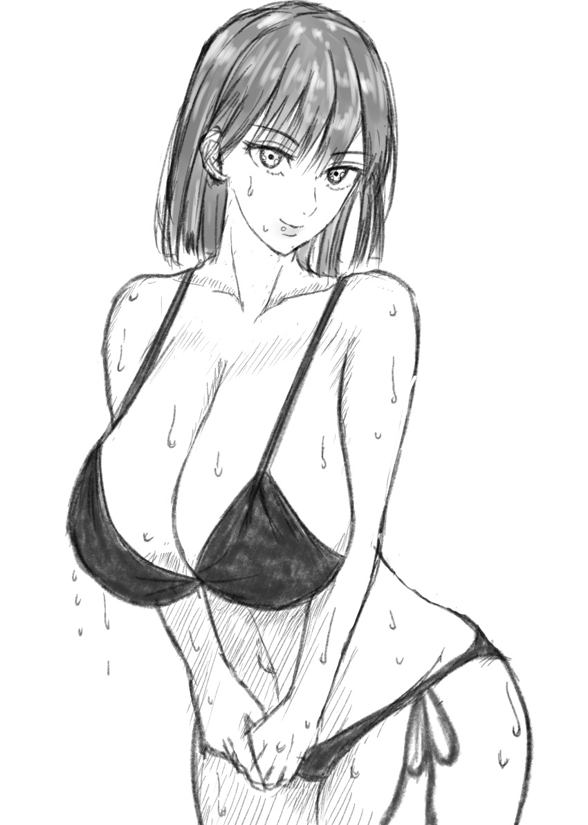 1girls absurdres ass belly belly_button big_breasts bikini black_and_white black_hair bob_cut breasts busty cameltoe clothed clothing collarbone covered_breasts covered_nipples curvaceous curvy curvy_body curvy_female curvy_figure cute esper eye_contact eyelashes female female_focus female_only front_view fubuki_(one-punch_man) greyscale happy heroine highres hips large_breasts legs lips lipstick looking_at_viewer medium_hair midriff monochrome navel one-punch_man oppai pose presenting psychic seductive seductive_eyes seductive_look seductive_mouth seductive_smile short_hair slim slim_waist smiling smiling_at_viewer smirk solo solo_female solo_focus standing stomach string_bikini thick thick_legs thick_thighs thighs thin_waist tight_clothing vlrtr26ur7lw4rc voluptuous waist wet wet_body wet_skin white_background white_skin wide_hips