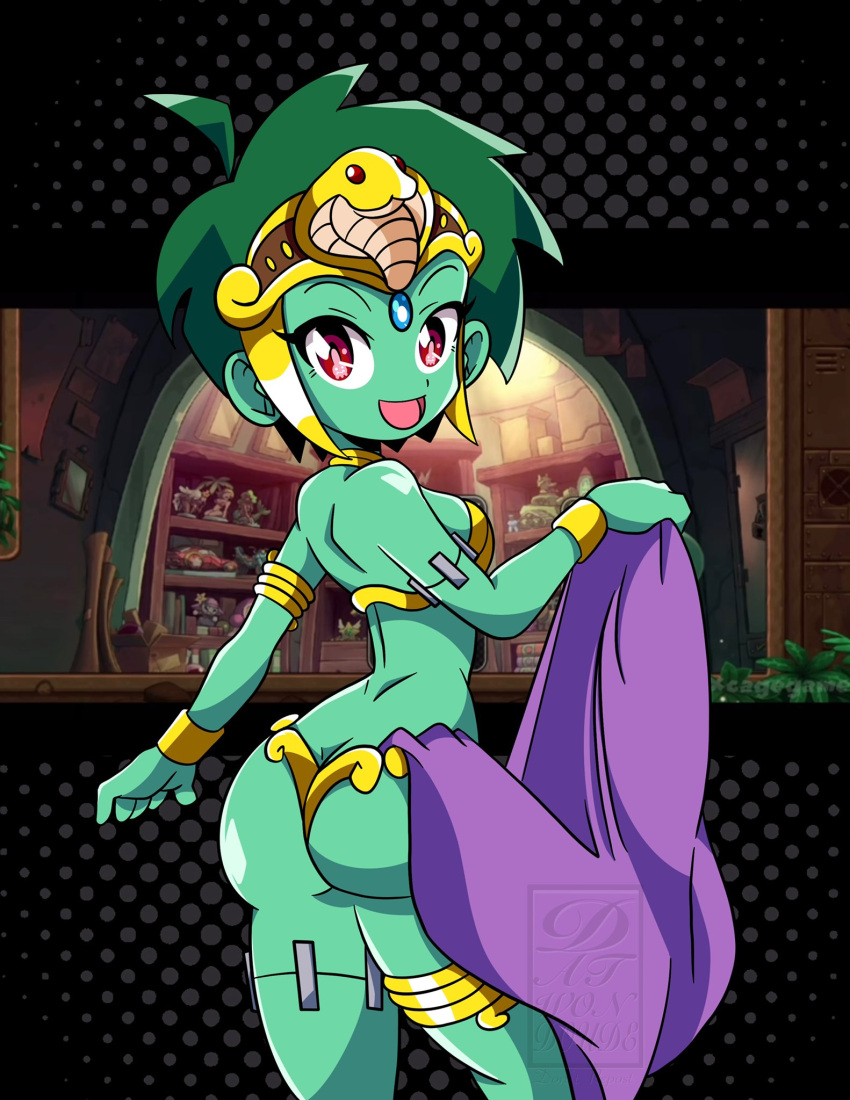 alternate_costume ass bikini datwondoude gold_bikini green_hair green_skin rottytops shantae smooth_skin zombie zombie_girl