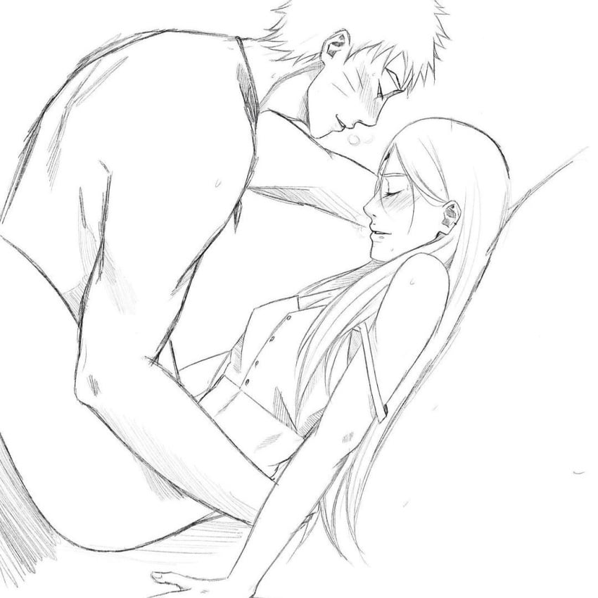 1boy1girl alternate_hair_length alternate_hairstyle blush boruto:_naruto_next_generations bottomless bottomless_female couple crop_top duo facial_mark forehead_mark happy_sex implied_penetration implied_sex long_hair male/female missionary missionary_position monochrome narusakuart naruto naruto_(series) naruto_shippuden necklace off_shoulder sakura_haruno sex short_hair strap_slip uzumaki_naruto vaginal_penetration very_long_hair