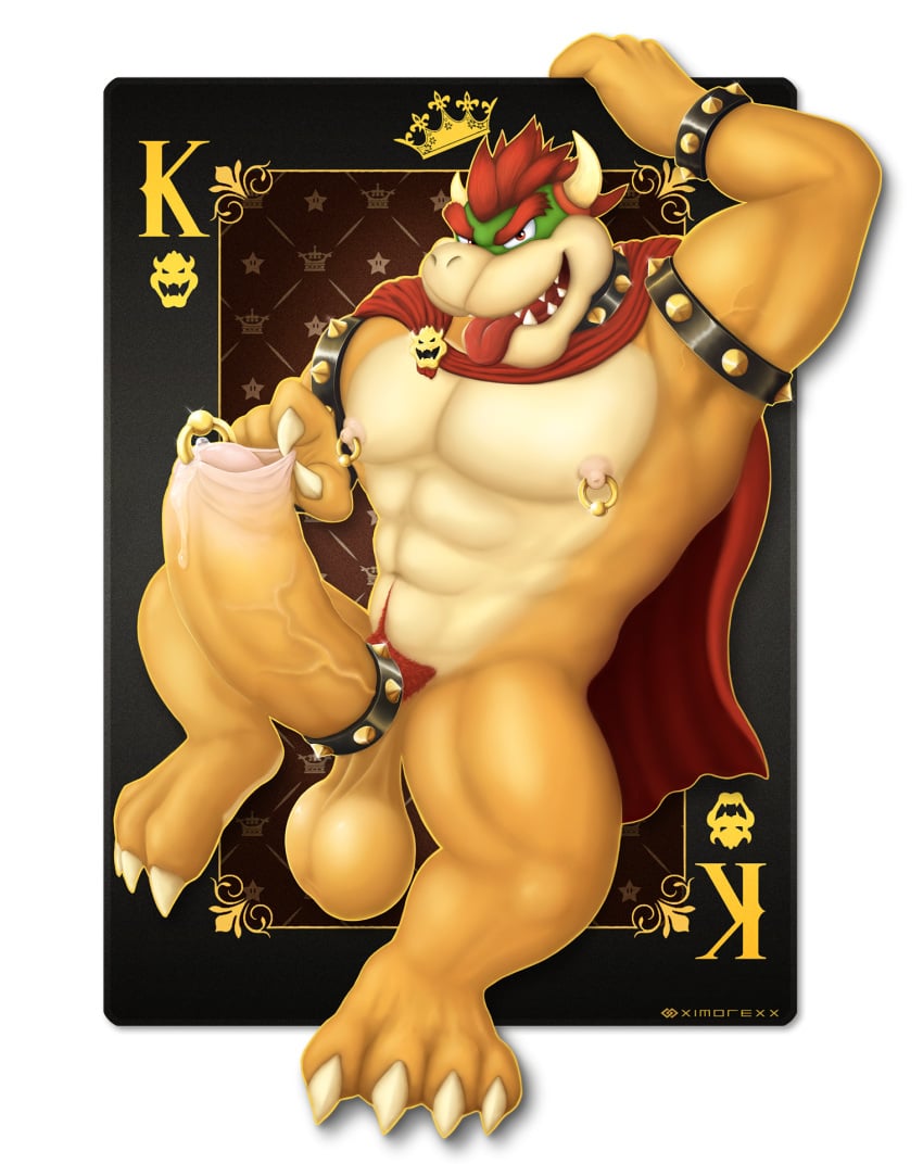 1boy anthro balls ballsack bara big_balls big_penis bowser cape cock_ring collar dangling_testicles dilf erection foreskin foreskin_pull horns huge_balls huge_cock humanoid_penis intact koopa long_foreskin loose_foreskin low_hanging_balls male male_only mario_(series) muscles muscular_male nipple_piercing nipple_rings penis penis_piercing playing_card_theme prince_albert_piercing scrotum solo super_mario_bros. testicles tongue tongue_out transparent_background uncut unretracted_foreskin veiny_penis ximorexx