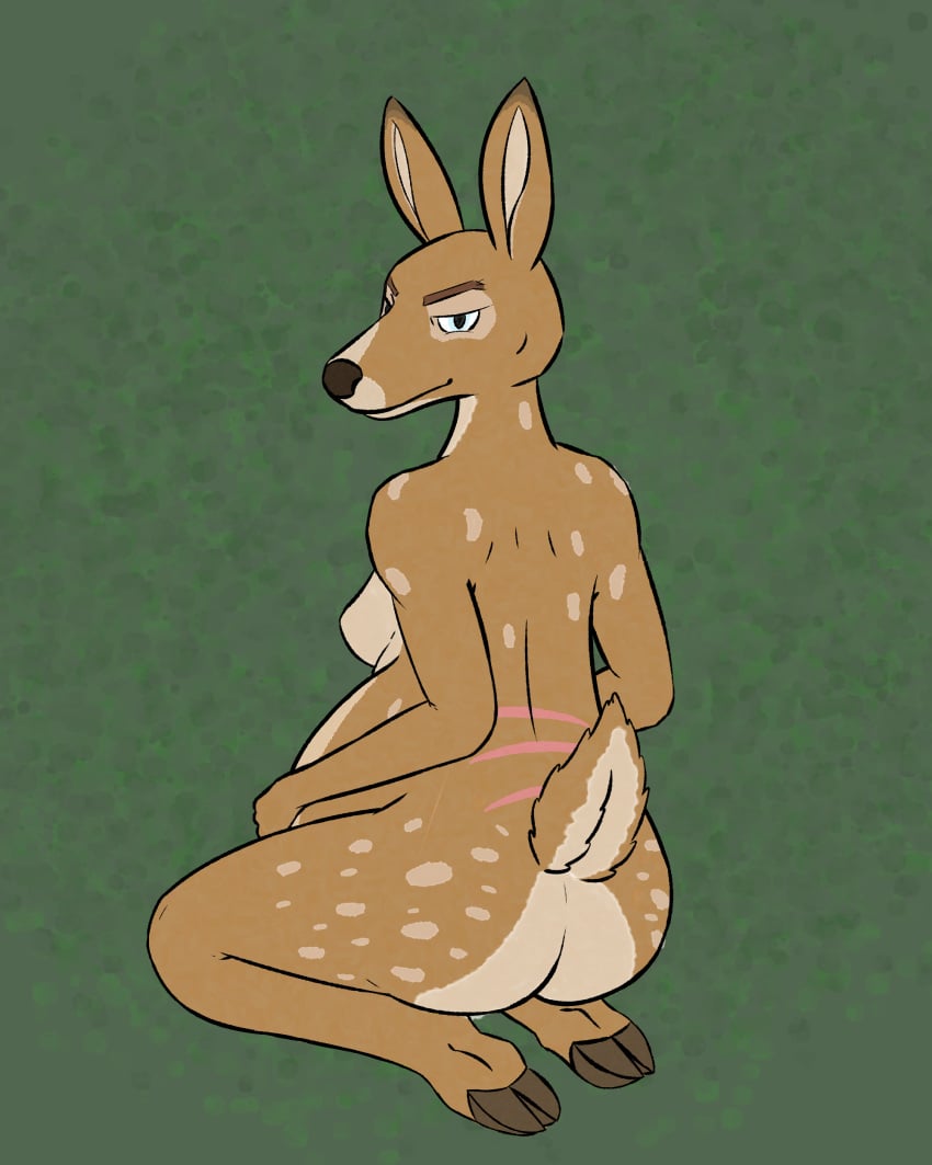 absurd_res anthro ass belly breasts butt_focus cervid expecting female glare hi_res hooves kneeling mammal mother parent pose pregnant pregnant_female seductive small_breasts solo stern teasing wurzzie