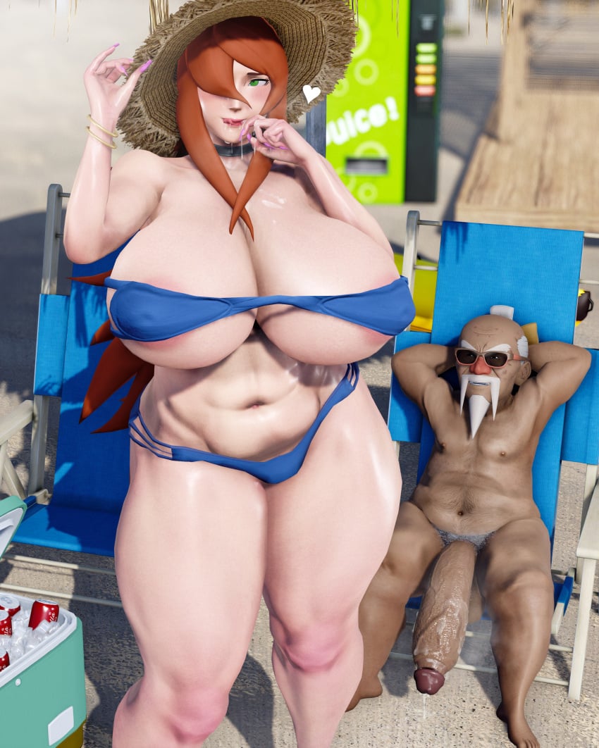 1boy 1boy1girl 1girls 3d absurdres after_fellatio after_oral after_sex breasts brown_hair cleavage cum cum_in_mouth female height_difference hex3d highres huge_breasts impossible_swimsuit large_breasts larger_female mei_terumi naruto naruto_(series) naruto_shippuden old old_man older one-piece_swimsuit onoki oonoki oral outdoors sex size_difference sling_bikini slingshot_swimsuit smaller_male straight swimsuit taller_girl terumi_mei venus_body voluptuous