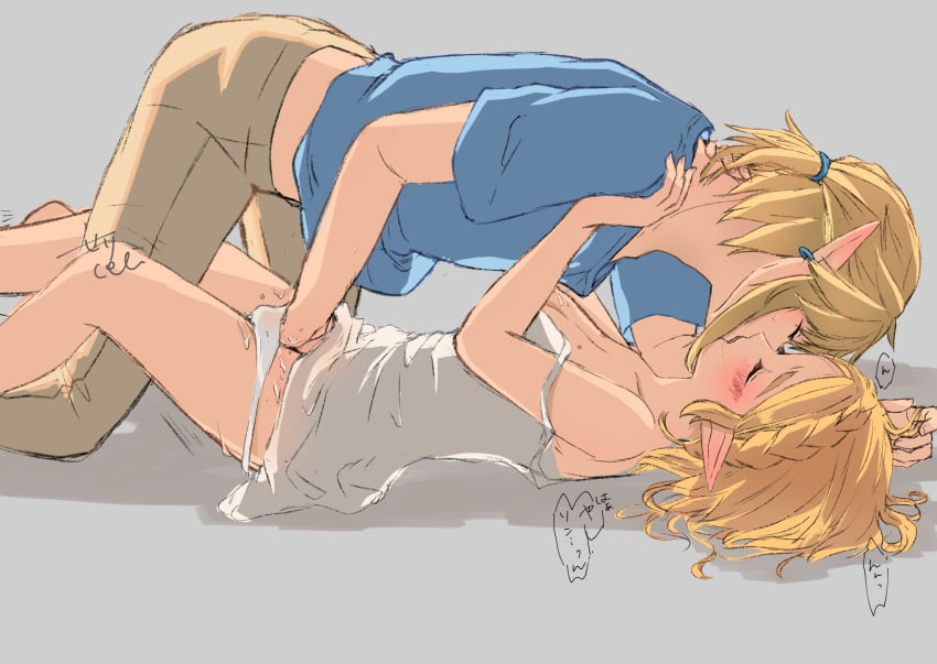 1boy 1boy1girl 1girls blonde_hair blush breath_of_the_wild clothed fingering intimate kissing link link_(breath_of_the_wild) nintendo panties pointy_ears princess_zelda pussy_juice seri_(yuukasakura) short_hair tears_of_the_kingdom the_legend_of_zelda wet wet_pussy wholesome zelda_(tears_of_the_kingdom)