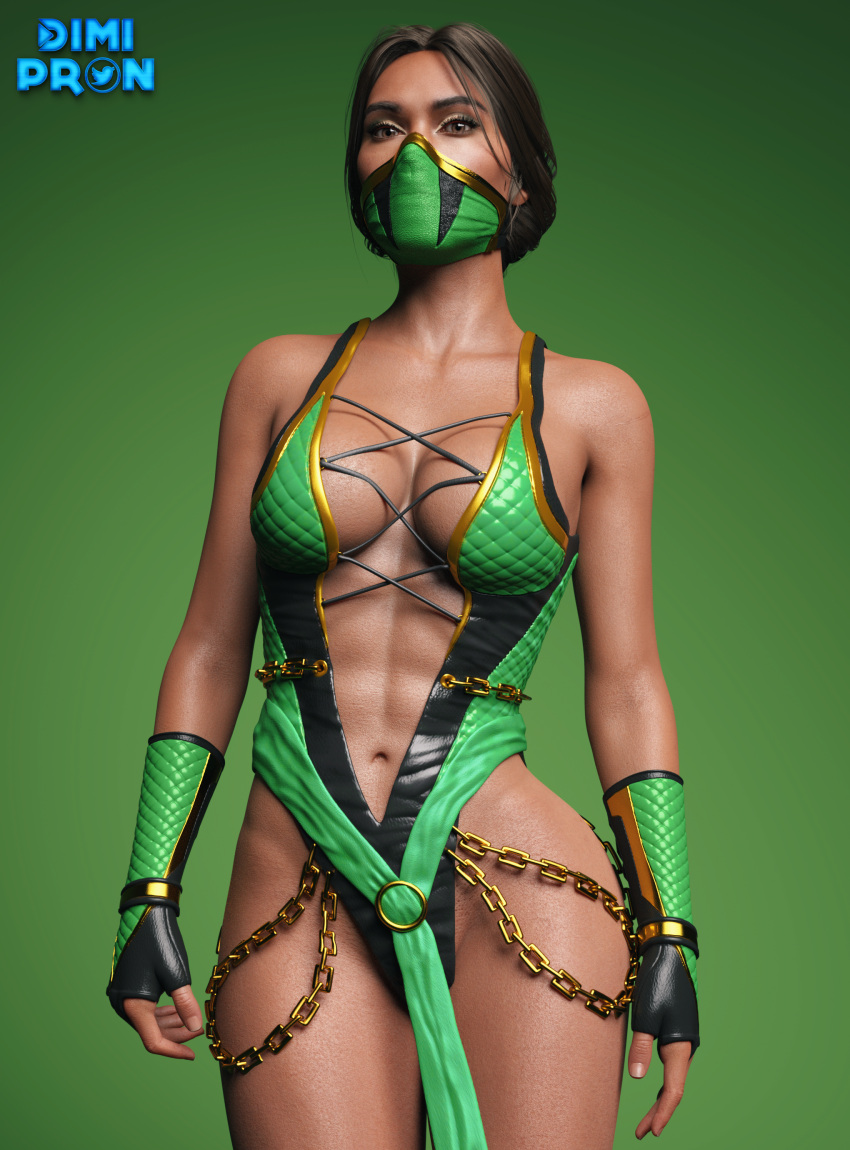 1girls 3d blender breasts brown_eyes brown_hair clothed clothing dark_skin daz3d daz_studio dimipron female female_only jade_(mortal_kombat) mortal_kombat mortal_kombat_11 ninja solo tagme tan-skinned_female