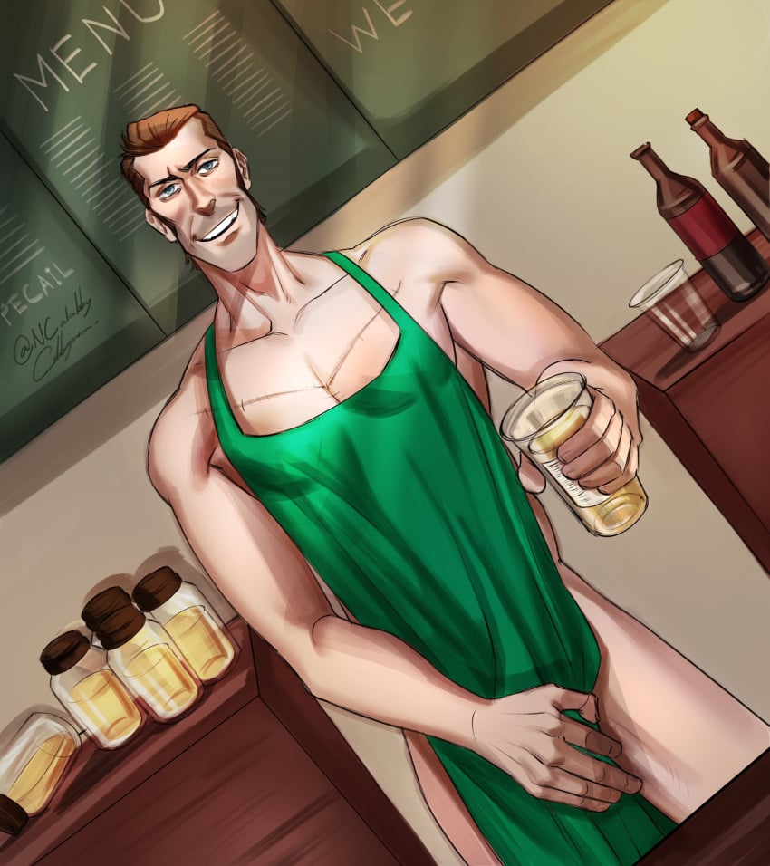 egabbacc male_only peeing peeing_in_cup scars sniper_(team_fortress_2) starbucks starbucks_barista team_fortress_2 urinating urinating_male urination urine_in_container watersports