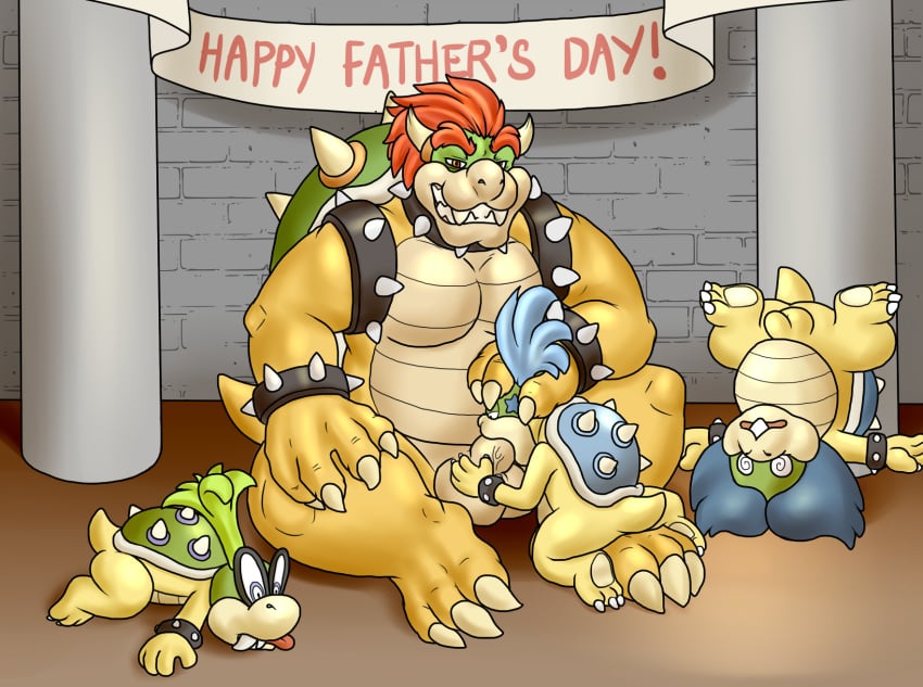 2015 4boys ass big_penis blue_balls blueballs_(artist) bowser brothers erection father father's_day father_and_son fellatio full_body gay group holidays iggy_koopa incest indoors koopa koopaling larry_koopa ludwig_von_koopa male male_only mario_(series) multiple_boys nintendo nude oral parent penis scalie sex sibling sitting son son_blowing_dad testicles video_games yaoi