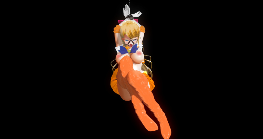 ball_gag bishoujo_senshi_sailor_moon blonde_hair blue_eyes bondage clothing gag kimuhazu_no_kakurega medium_breasts minako_aino sailor_venus skirt