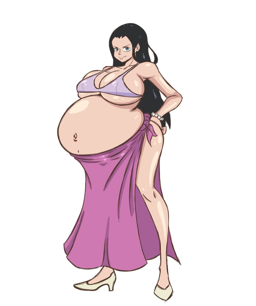 1girls arbrianarchy belly big_belly big_breasts black_hair breasts female female_only hand_on_hip high_heels large_breasts nico_robin one_piece pregnant sideboob solo_female