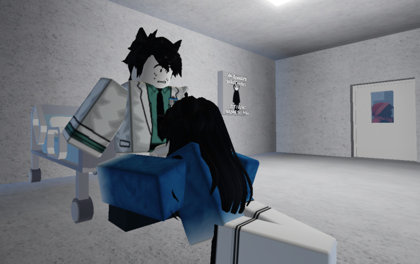 1boy 1boy1girl 1girls 3d black_hair blowjob doctor female fox_boy hospital hospital_bed hospital_room purpentine_(thetarr2) roblox robloxian self_upload tagme thetarr2_(artist) thetarr2_(character) unprofessional_behavior