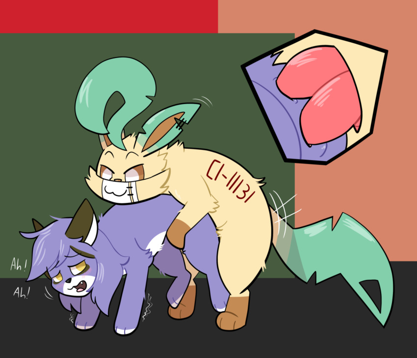 2_penises c1-11131 chibi_(c1-11131) diphallia diphallism duo eeveelution female female_penetrated feral genitals hi_res leafeon male male/female male_penetrating male_penetrating_female multi_genitalia multi_penis nintendo penetration penis pokemon pokemon_(species) purple_body video_games yellow_body