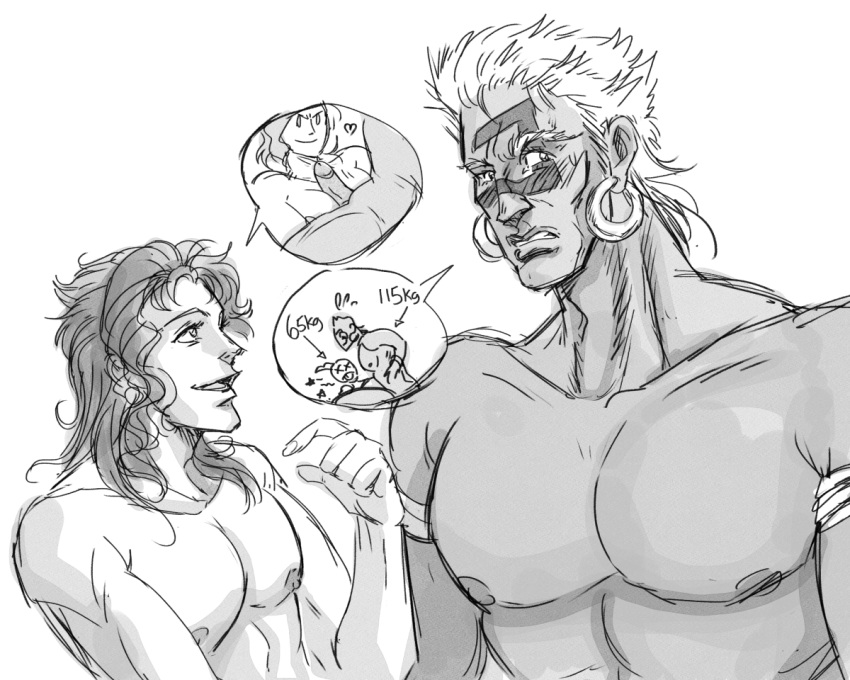 2boys battle_tendency eroticjellies gay jojo's_bizarre_adventure male male/male male_nipples male_only muscular_male noriaki_kakyoin nude_male pecjob size_difference stardust_crusaders wamuu yaoi