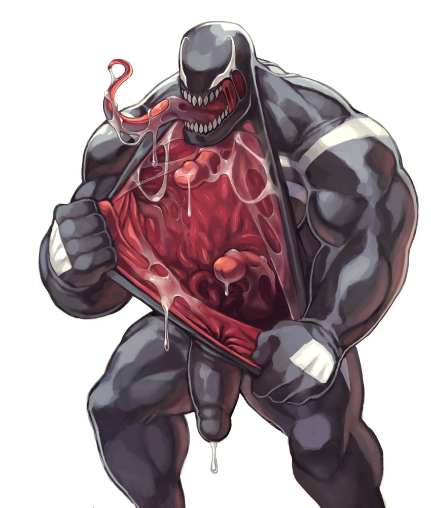 1monster blackmonster bodily_fluids chubby_penis chubbybeast_artist dripping dripping_cum drooling gay goo_creature hanging_penis living_suit male male_only marvel muscles muscular open_bodysuit precum slime smooth_skin solo symbiote tentacle tentacle_penis tentacle_suit tongue_out venom venom_(marvel)