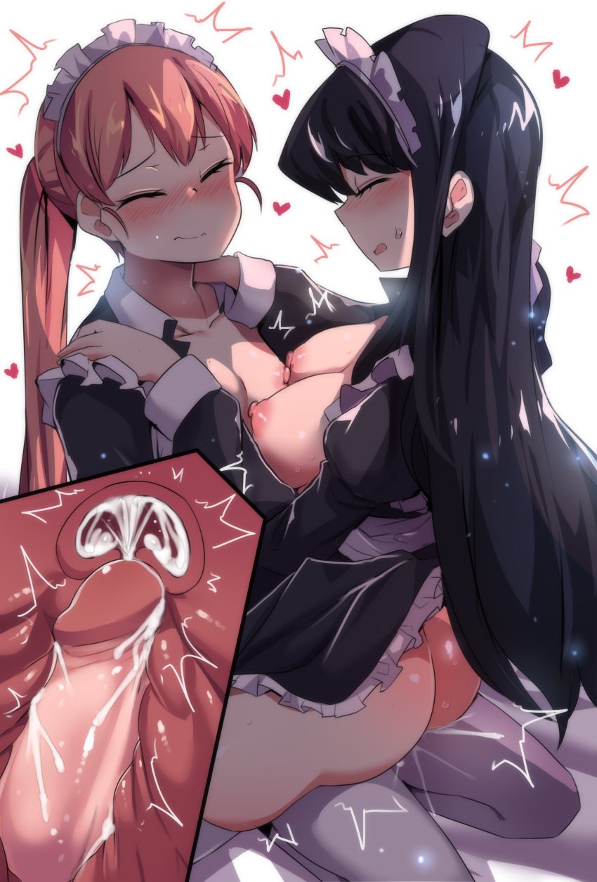 1boy 1girls big_breasts black_hair blush breasts breasts_against_chest crossdressing cum cum_in_pussy cum_inside duo female femboy femboy_on_female girly hinghoi kneeling kneeling_sex komi-san_wa_komyushou_desu komi_shouko legwear long_hair maid maid_headdress maid_outfit maid_uniform male male_on_female nipples penis_in_pussy sex tadano_hitohito thick_thighs thighhighs trap trapdano twintails vaginal_penetration vaginal_sex x-ray