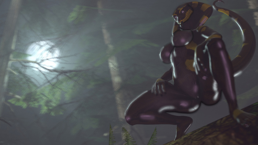 3d_(artwork) anthro ass big_breasts black_body black_skin breasts cobra cobra_(petruz) digital_media_(artwork) female forest genitals hi_res hood irondragon5150 moon plant presenting presenting_pussy pussy reptile scales scalie snake solo source_filmmaker spread_legs spreading tail tongue tongue_out tree