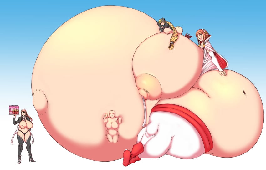 accidental_vore ass belly belly_button big_ass big_belly big_breasts blonde_hair breasts cake colossal_ass cupcake dragonicxs elise_(fire_emblem) felicia_(fire_emblem) female female_pred female_prey fire_emblem fire_emblem_fates giantess gigantic_ass gigantic_breasts gofenix huge_ass huge_breasts hyper hyper_ass hyper_belly lactation maid pink_hair sakura_(fire_emblem) stomach_bulge stuffing thick_legs thick_thighs vore