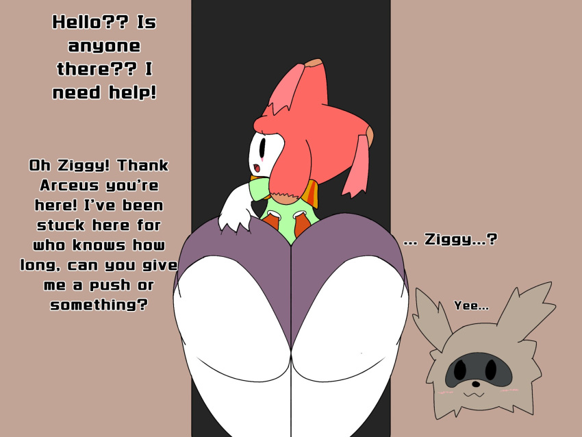 ambiguous_gender asteroid_(washydarkmode) big_ass bubble_butt dialogue hand_on_ass huge_ass jirachi pokemon pokemon_(species) squeezing tagme washydarkmode ziggy zigzagoon