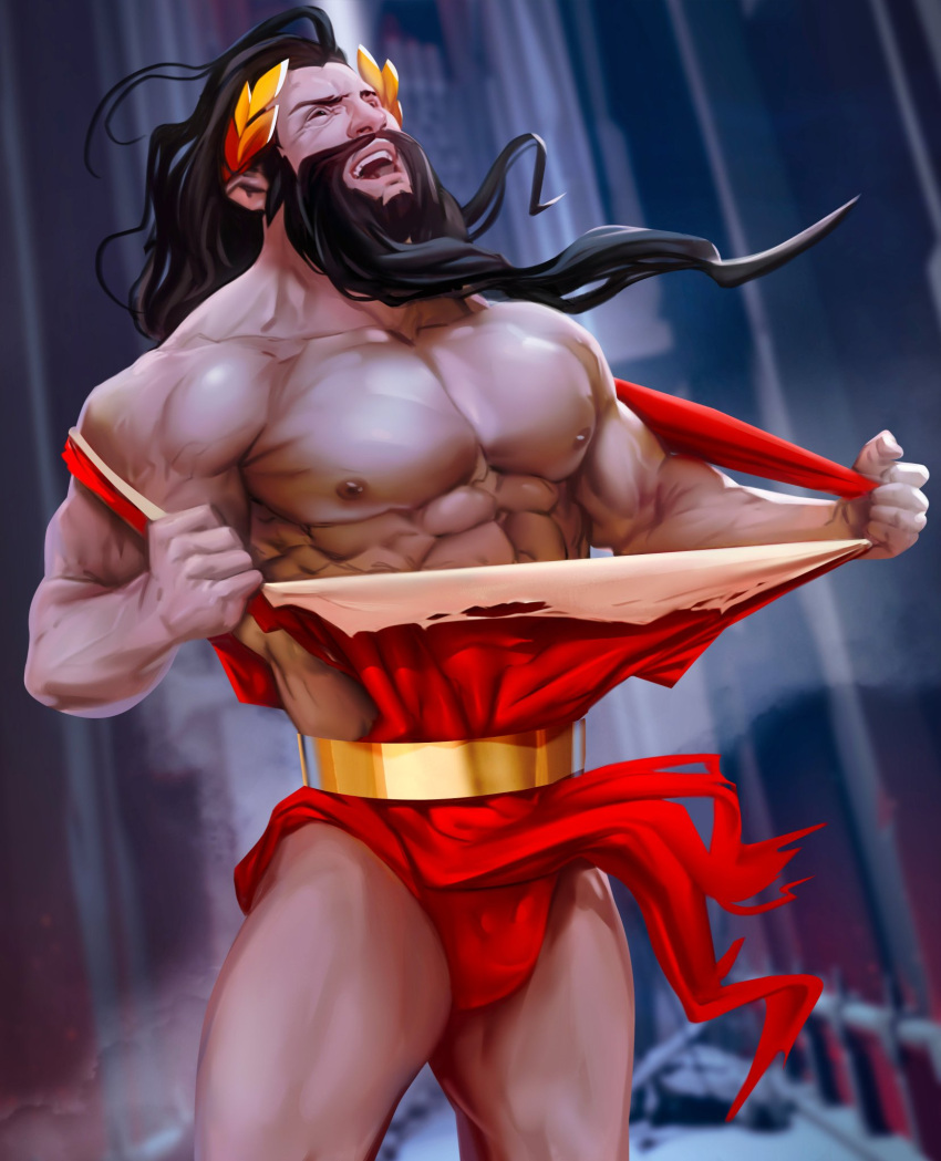 bad_id bad_twitter_id beard bulge european_mythology god greek_mythology hades_(game) hades_(hades) hades_(mythology) long_hair male_only muscles muscular muscular_male mythology qai_san ripping_clothing source_request supergiant_games year_request