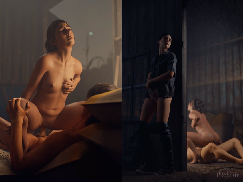 2girls 3d athletic_female cowgirl_position cuckquean dina_(the_last_of_us) ellie_(the_last_of_us) ellie_williams female human light-skinned_male male/female masturbating_cuck masturbation peeping playfair3d small_breasts tagme tagme_(artist) the_last_of_us the_last_of_us_2 voyeur