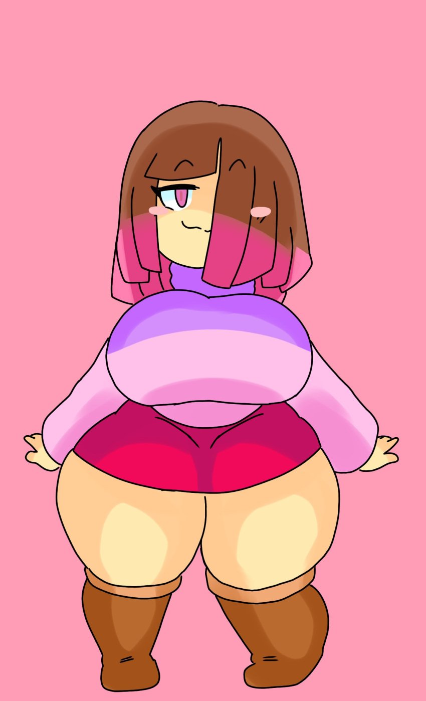 1girls 2d :3 ass_visible_through_thighs bete_noire bete_noire_(mochikirb_style) female female_only glitchtale looking_at_viewer mochikirb pink_eyes pink_hair rosy_cheeks shortstack skirt smug solo staring_at_viewer tagme thick_ass thick_thighs undertale undertale_(series) undertale_au undertale_fanfiction voluptuous