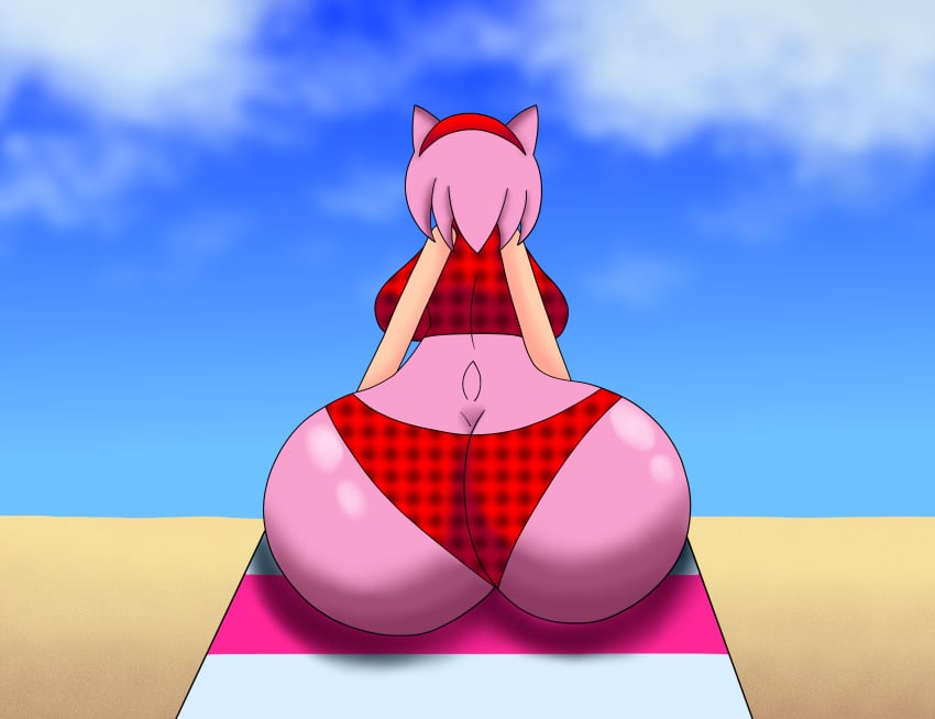 1girls amy_rose animal anthro anthro_only ass ass_cleavage back_view background beach breasts butt_crack ear female gift_art hairband hedgehog huge_ass jamaicanhedgie08 no_humans panties pink_fur sand sitting_on_towel sonic_(series) sunny tail